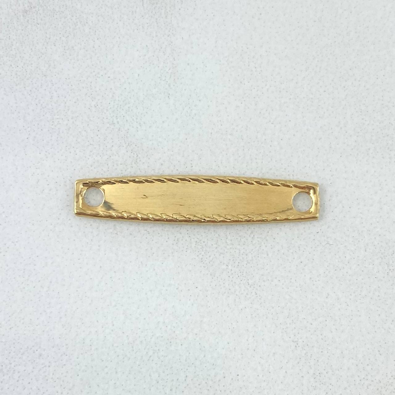 Herraje Placa Rectangular Curva 0.45gr / 2.5cm / Trenzada Oro Amarillo 18K