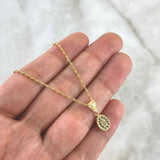 Set Cadena Lazo 0.95gr / 50cm / 1.2mm + Dije Virgen Milagrosa Bordeada 0.4gr / 1.7cm Oro Amarillo 18K (Oferta)