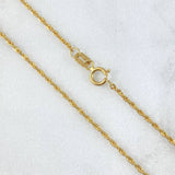 Set Cadena Lazo 1gr / 50cm / 1.2mm + Dije Virgen Milagrosa 0.45gr / 1.7cm / Cargador Bordeado Oro Amarillo 18K (Oferta)