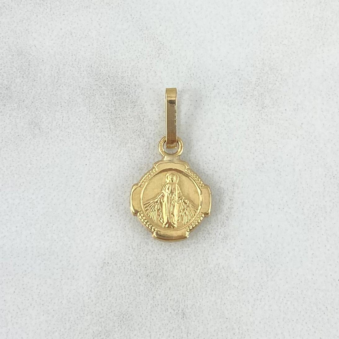 Dije Virgen Milagrosa 0.45gr / 1.8cm / Troquelado Marco Texturizado Oro Amarillo 18K