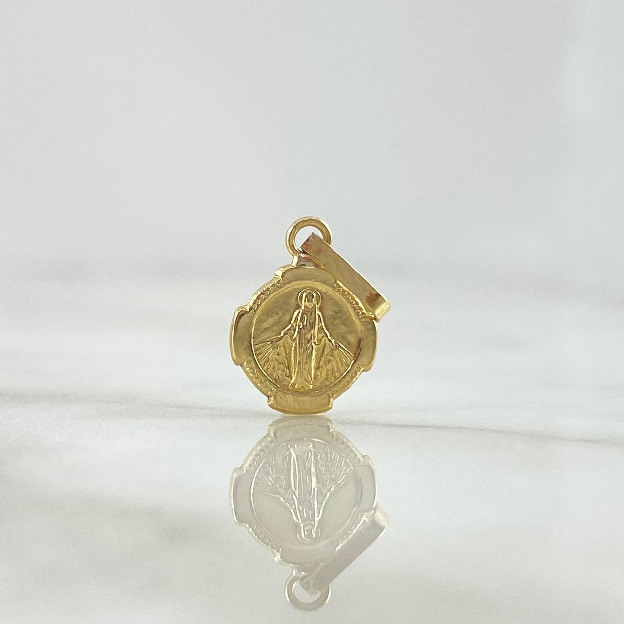 Dije Virgen Milagrosa 0.5gr / 1.8cm / Troquelado Marco Texturizado Oro Amarillo 18K