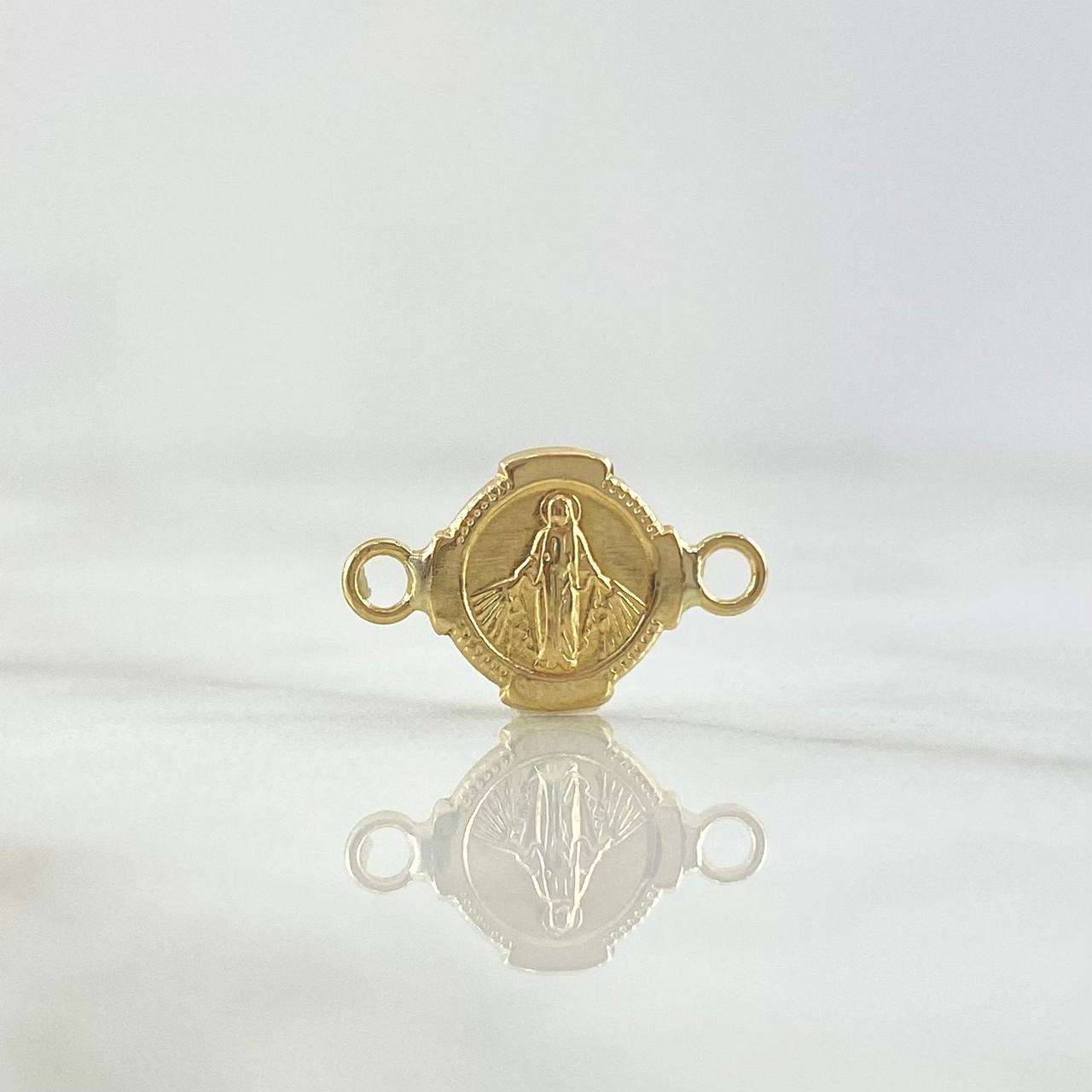 Herraje Virgen Milagrosa 0.4gr / 1.5cm / Troquelado Marco Texturizado Oro Amarillo 18K