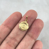 Dije Sagrado Corazón De Jesús 0.75gr / 2.1cm / Marco Floreado Oro Amarillo 18K