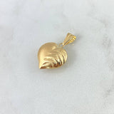 Dije Corazón Mitad 0.9gr / 2.2cm / Rayado - Mate Oro Amarillo 18K