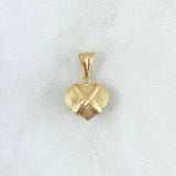 Dije Corazón Texturizado 0.65gr / 1.8cm / Cruzado Oro Amarillo 18K