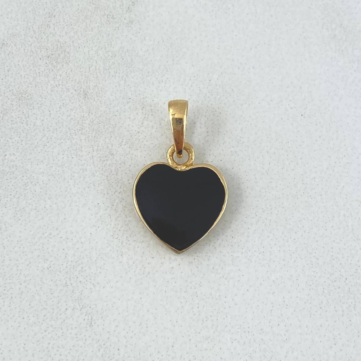 Dije Corazón 0.95gr / 1.6cm / Negro Electrostático Oro Amarillo 18K