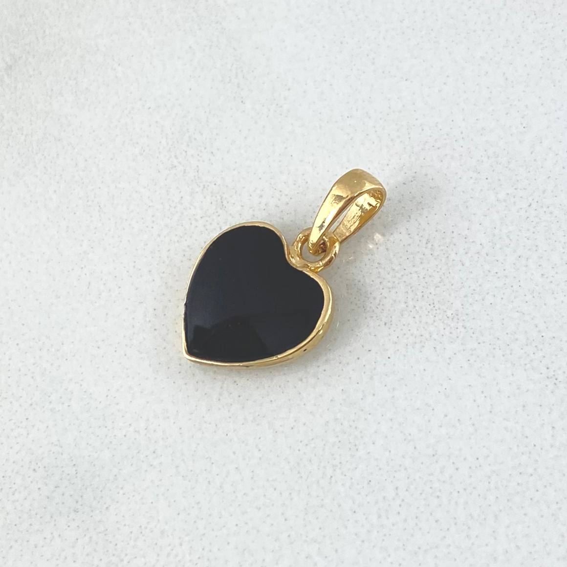 Dije Corazón 0.95gr / 1.6cm / Negro Electrostático Oro Amarillo 18K