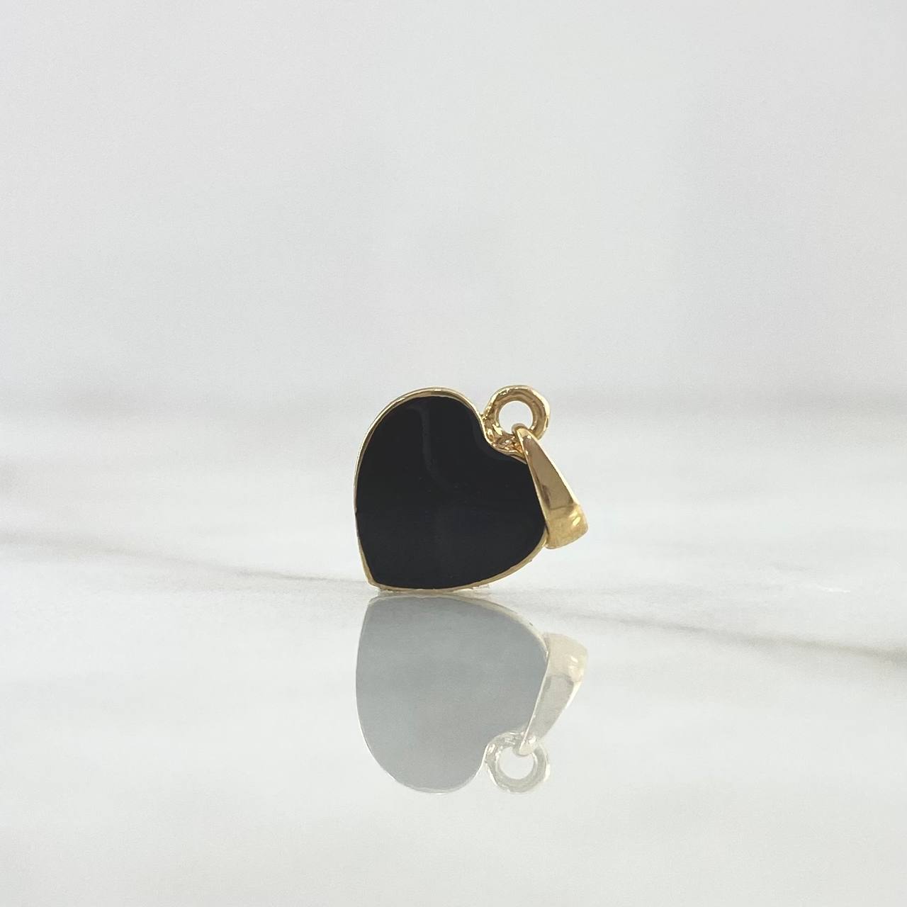 Dije Corazón 0.95gr / 1.6cm / Negro Electrostático Oro Amarillo 18K