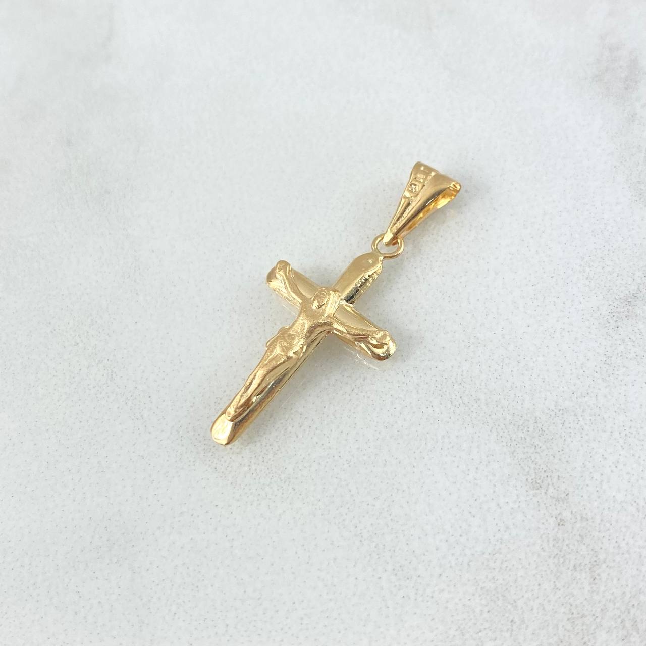 Dije Cruz Cristo 0.9gr / 2.8cm / Liso - Mate Oro Amarillo 18K