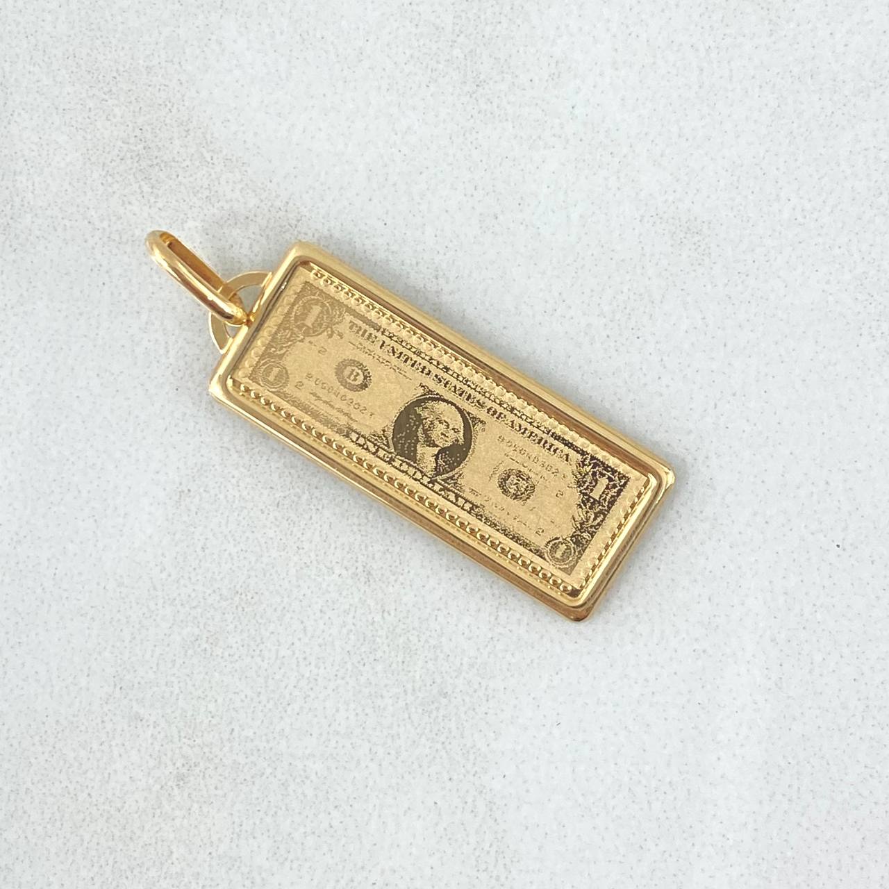 Dije Dólar 1.1gr / 3cm / Mini Placa Oro Amarillo +4 18K ©