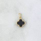 Dije Trébol VCyA 0.6gr / 1.6cm / 1mm Negro Electrostático Punteado Oro Amarillo 18K ©