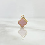 Dije Trébol VCyA 0.4gr / 1.5cm / 7mm Rosado Electrostático Punteado Oro Amarillo 18K ©