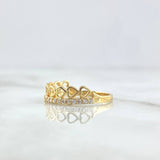 Anillo Churumbela Corazones 2.1gr / T6 1/2 / Circones Blancos Oro Amarillo 18K *