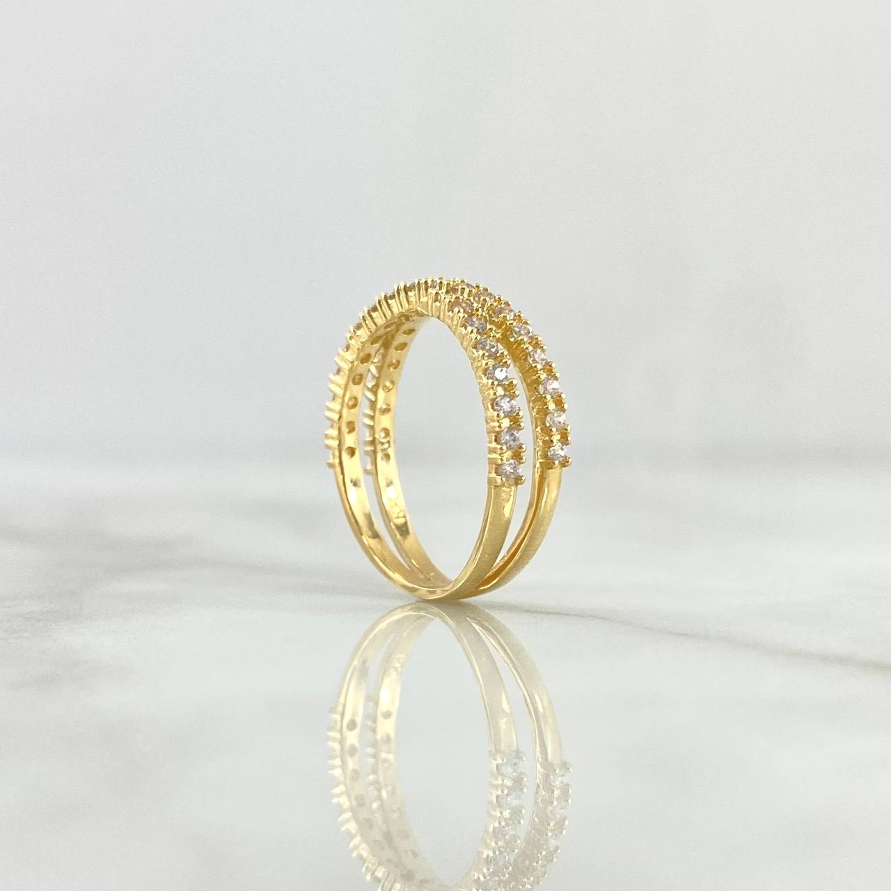 Anillo Lineas Cruzadas 2.45gr / T4 3/4 / Circones Blancos Oro Amarillo 18K *