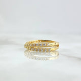 Anillo Lineas Cruzadas 2.45gr / T4 3/4 / Circones Blancos Oro Amarillo 18K *