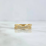 Anillo Lineas Cruzadas 2.45gr / T4 3/4 / Circones Blancos Oro Amarillo 18K *