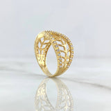 Anillo Abrazo Hojas 3.8gr / T6 1/4 / Circones Blancos Oro Amarillo 18K *