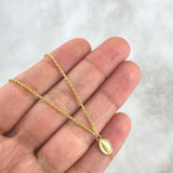 Set Cadena Lazo 0.9gr / 45cm / 1.2mm + Dije Virgen Guadalupe Ovalada Mate 0.3gr / 1.4cm Oro Amarillo 18K (Oferta)