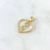 Dije Corazón Infinito 2.1gr / 2.4cm / Circones Blancos - Liso Oro Amarillo 18K