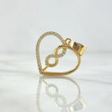 Dije Corazón Infinito 2.1gr / 2.4cm / Circones Blancos - Liso Oro Amarillo 18K