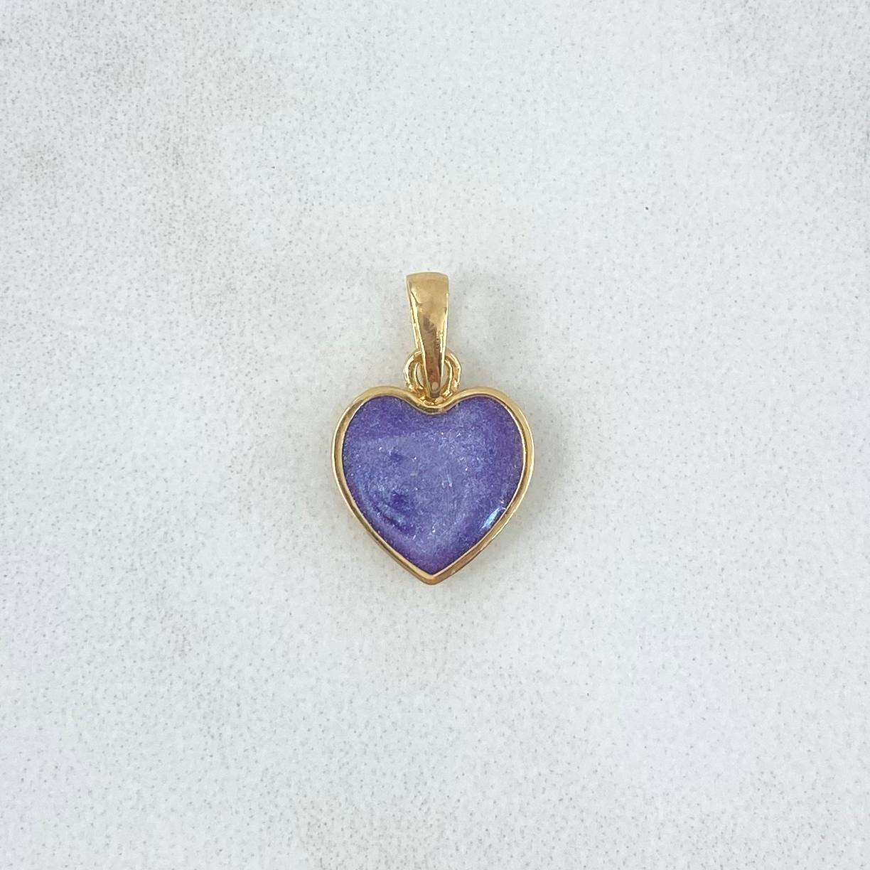 Dije Corazón Morado 0.95gr / 1.6cm / Brillante Electrostático Oro Amarillo 18K *