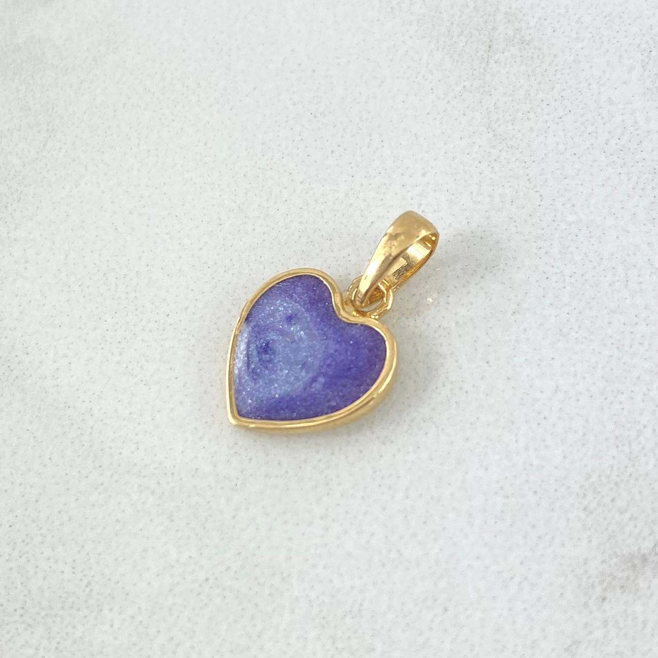 Dije Corazón Morado 0.95gr / 1.6cm / Brillante Electrostático Oro Amarillo 18K *