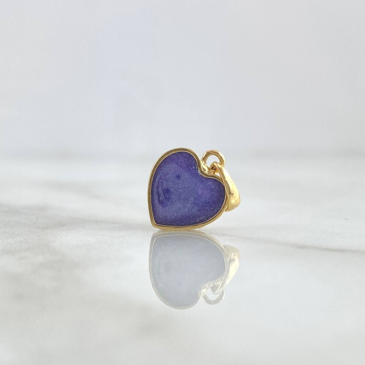 Dije Corazón Morado 0.95gr / 1.6cm / Brillante Electrostático Oro Amarillo 18K *