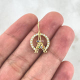 Dije Torre Eiffel 1.65gr / 2.2cm / Circones Blancos - Colores Oro Amarillo 18K *