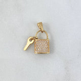 Dije Bolso Candado 2.25gr / 2cm / Circones Blancos Oro Amarillo 18K *