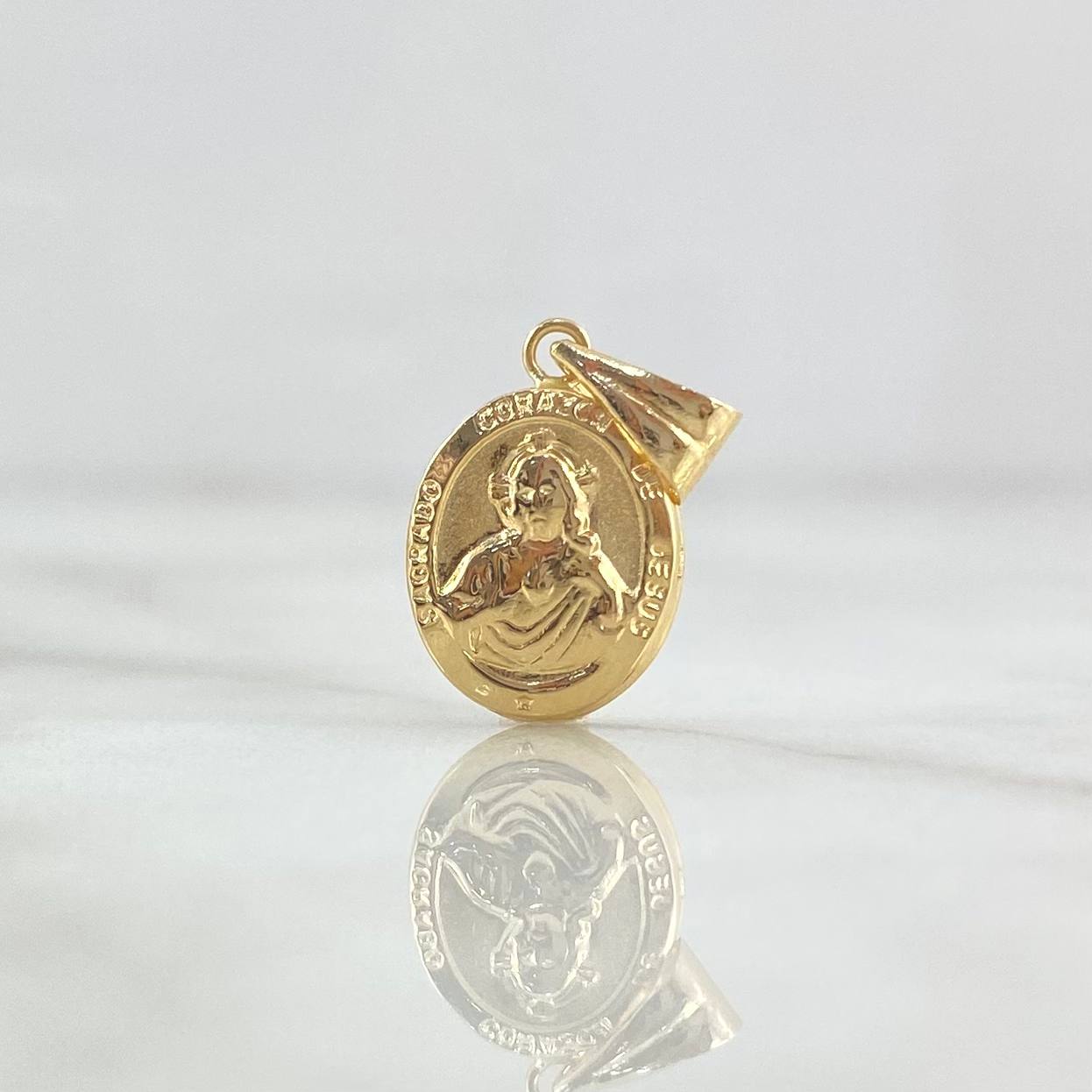 Dije Sagrado Corazón de Jesús - Virgen del Carmen 0.8gr / 2cm / Mate - Liso Oro Amarillo 18K *