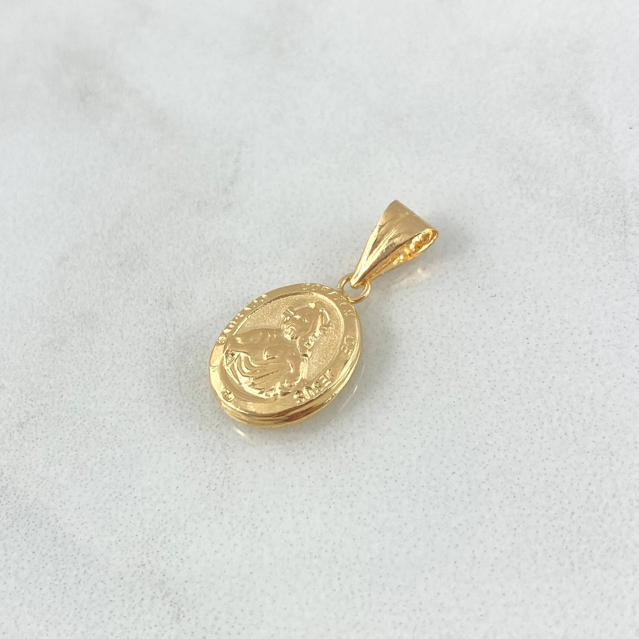 Dije Sagrado Corazón de Jesús - Virgen del Carmen 0.8gr / 2cm / Mate - Liso Oro Amarillo 18K *