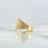 Anillo Sello Virgen Milagrosa 1.95gr / T9 / Mate - Liso Oro Amarillo 18K