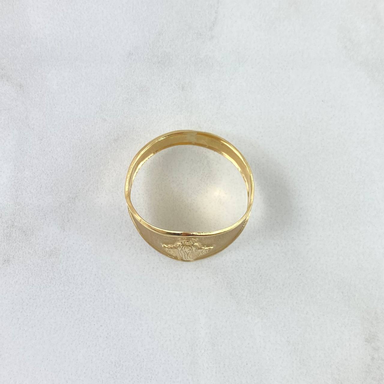 Anillo Sello Virgen Milagrosa 1.95gr / T9 / Mate - Liso Oro Amarillo 18K