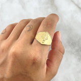 Anillo Sello Virgen Milagrosa 1.95gr / T9 / Mate - Liso Oro Amarillo 18K