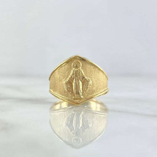 Anillo Sello Virgen Milagrosa 1.95gr / T9 / Mate - Liso Oro Amarillo 18K