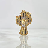 Dije Cruz Cristo Tupida 7.5gr / 4cm / Circones Blancos - Negros Oro Amarillo 18K ©