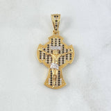 Dije Cruz Cristo Tupida 7.5gr / 4cm / Circones Blancos - Negros Oro Amarillo 18K ©