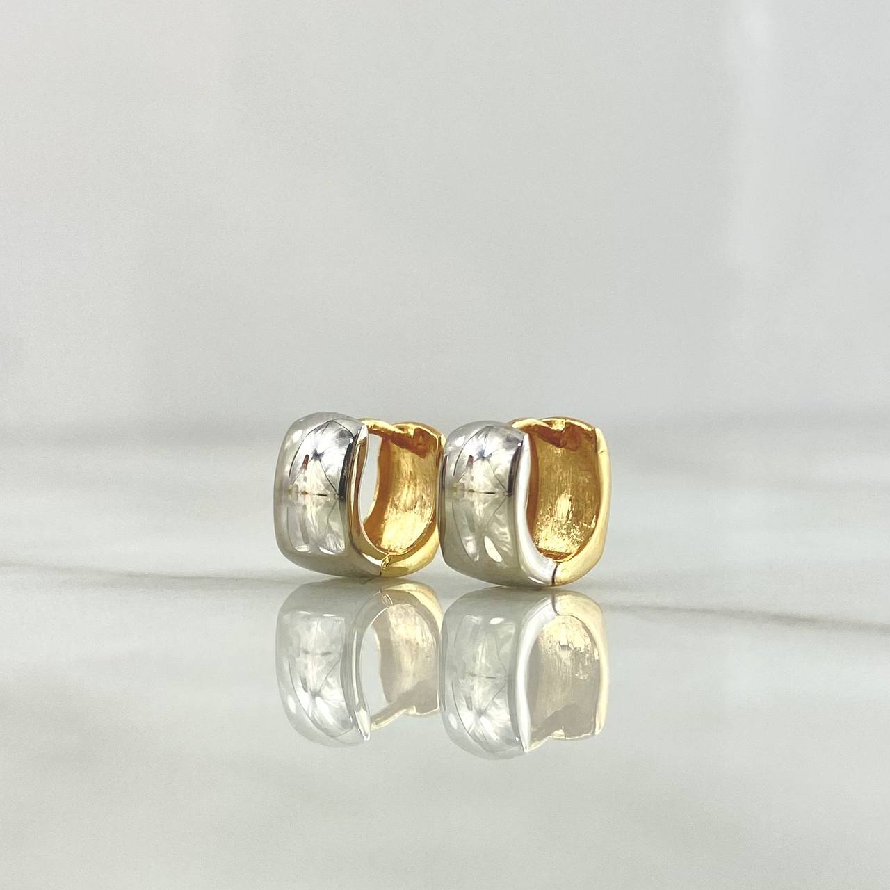 Candongas Lia 3gr / 10mm Lisas Dos Oros Amarillo Blanco 18K ©