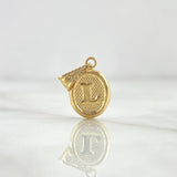 Dije Letra L 0.5gr / 2cm / Ovalada Texturizada Oro Amarillo 18K