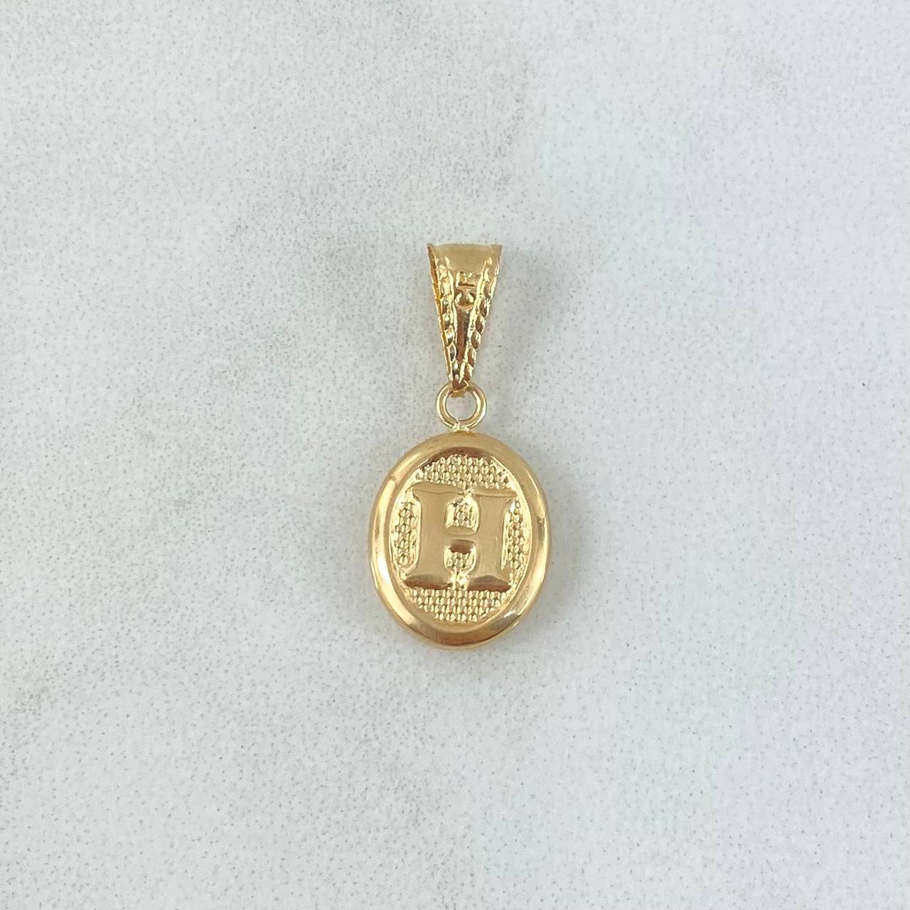 Dije Letra H 0.4gr / 2cm / Ovalada Texturizada Oro Amarillo 18K