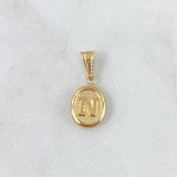 Dije Letra N 0.5gr / 2cm / Ovalada Texturizada Oro Amarillo 18K