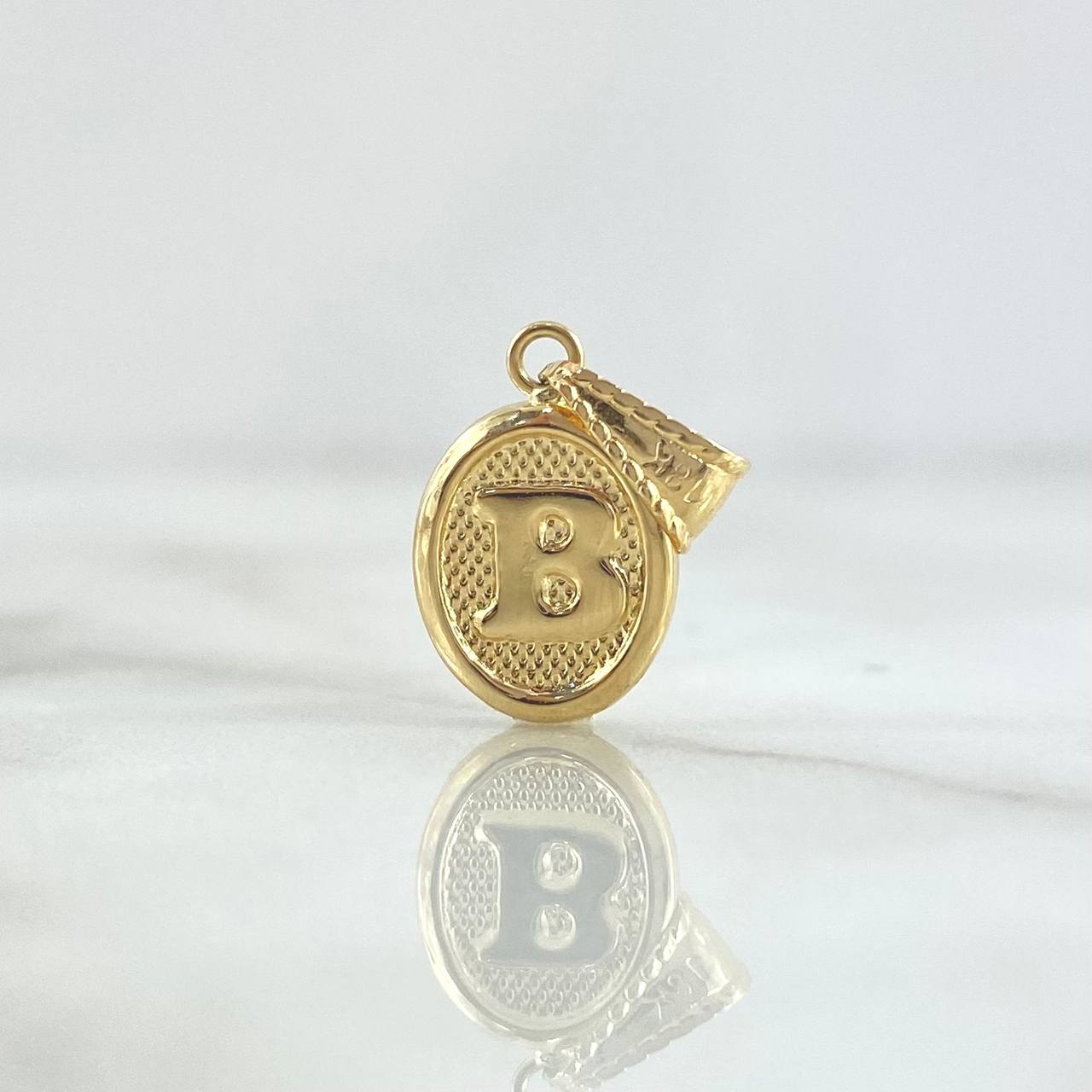 Dije Letra B 0.45gr / 2cm / Ovalada Texturizada Oro Amarillo 18K