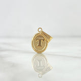 Dije Letra T 0.45gr / 2cm / Ovalada Texturizada Oro Amarillo 18K