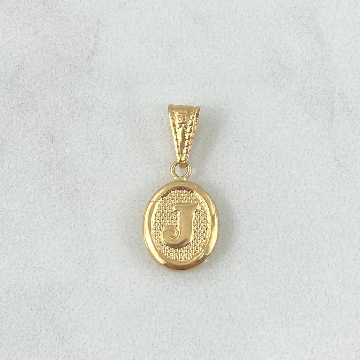 Dije Letra J 0.45gr / 2cm / Ovalada Texturizada Oro Amarillo 18K