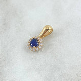 Set Circulo Halo - Dije 1.4cm + Topos 7mm 2.5gr / Circones Blancos - Azules Oro Amarillo 18K