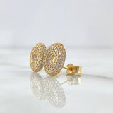 Set Donas - Dije 2cm + Topos 10mm 4.3gr / Circones Blancos Oro Amarillo 18K