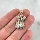 Dije Oso 4.75gr / 2.8cm / Circones Blancos - Negros Dos Oros Amarillo Blanco 18K