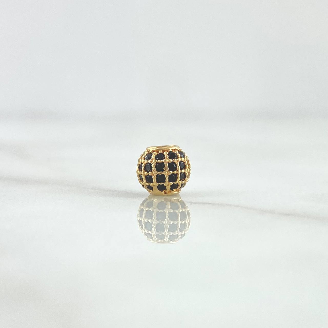 Herraje Bola de Fuego 0.6gr / 6mm Circones Negros Oro Amarillo 18K *