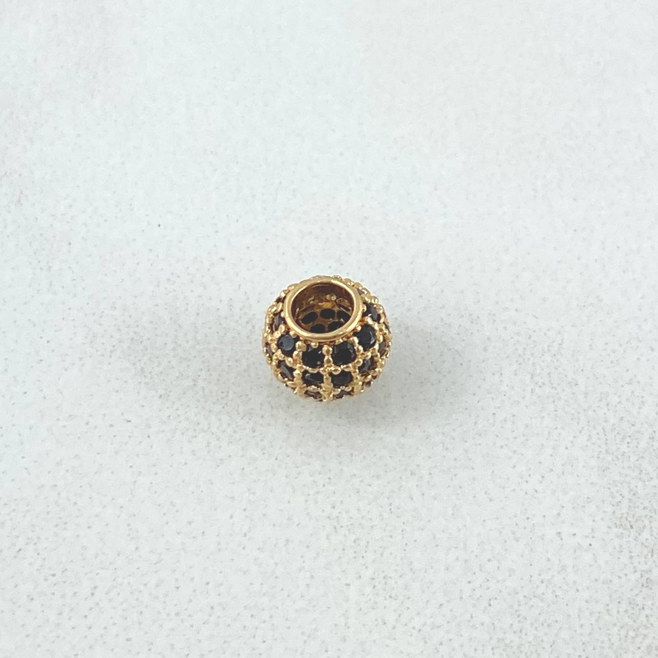 Herraje Bola de Fuego 0.6gr / 6mm Circones Negros Oro Amarillo 18K *