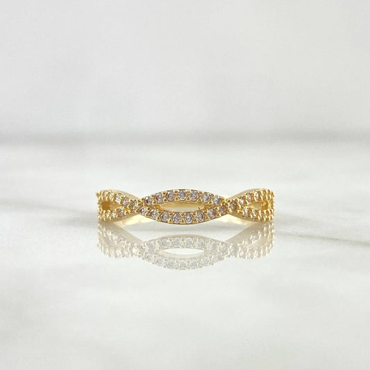 Anillo Infinito Triple 1.7gr / T6 / Circones Blancos Oro Amarillo 18K